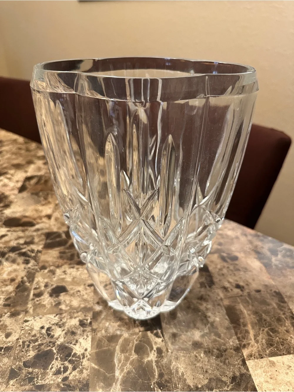 Clear Crystal Glass Vase - Elegant Cut Design